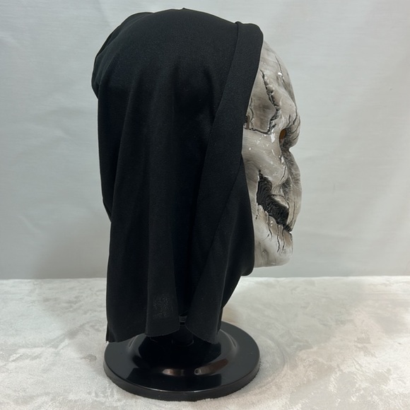 Death Hood Mask With Face Ripped Down The Middle. Black Fabric Back - Picture 3 of 8